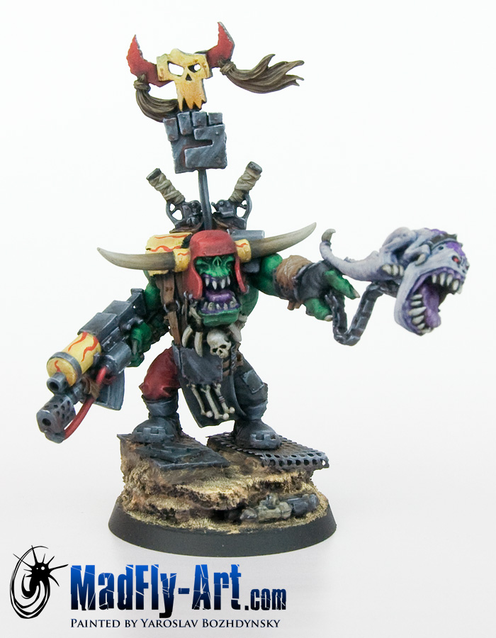 Ork Warboss with Attack Squig – MadFly-Art Miniature Painting Studio